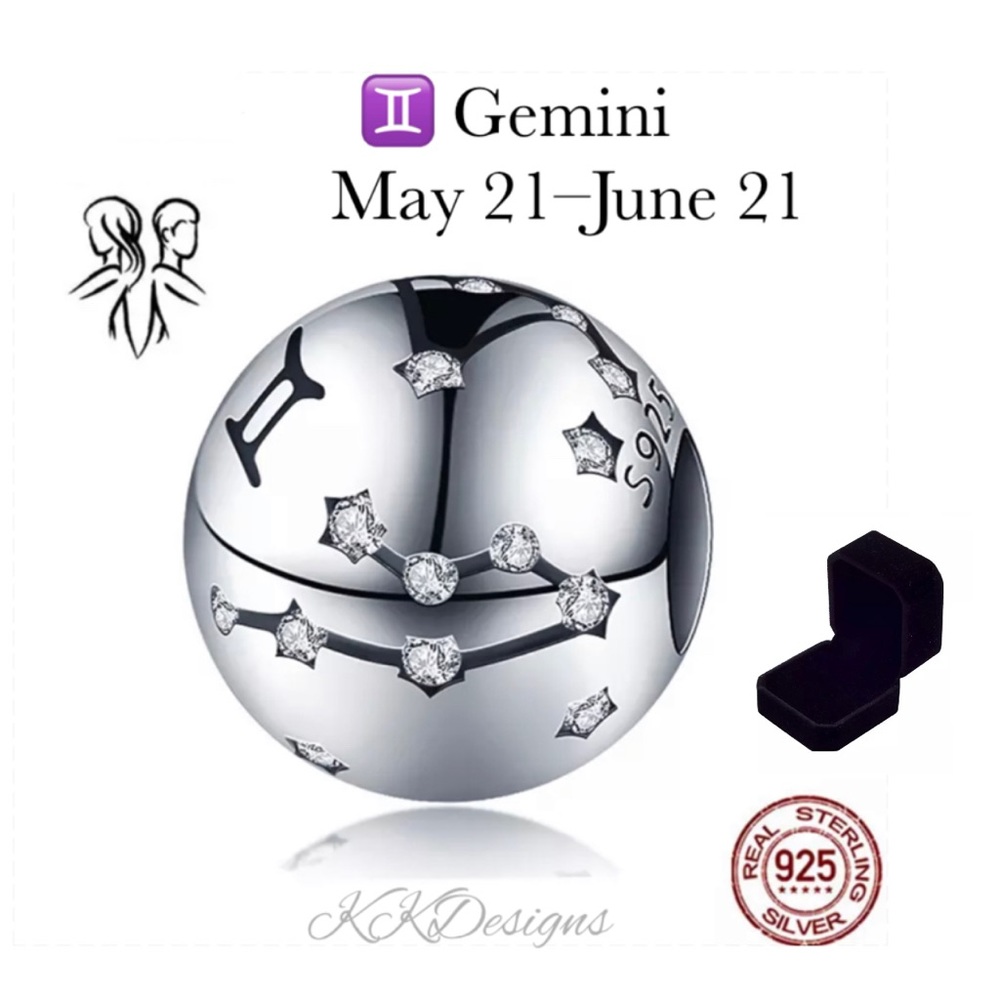 SOLD OUT ~ Charm / Pendant  / GEMINI / Constellation Zodiac Sign / s925